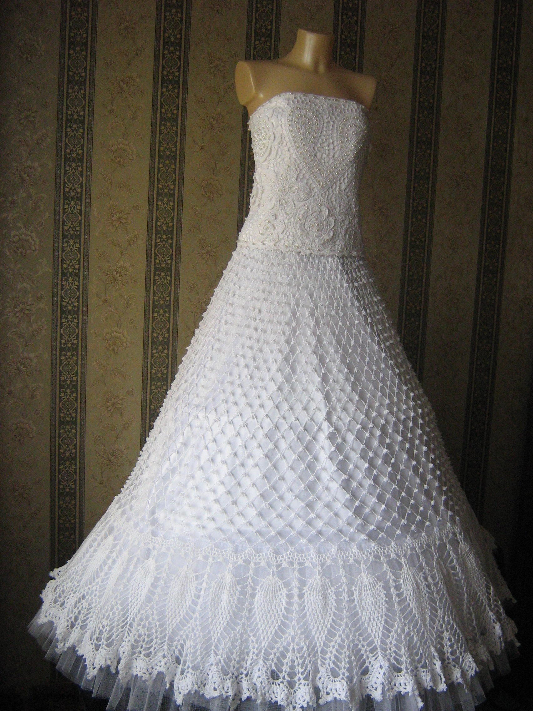 Вязанное свадебное платье